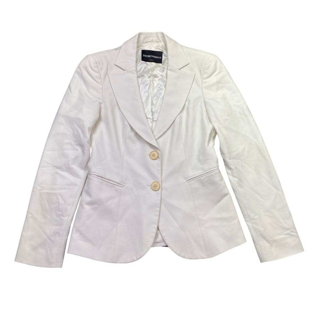 Emporio Armani Womens White Two Button Blazer Jacket Made in Italy Size 40